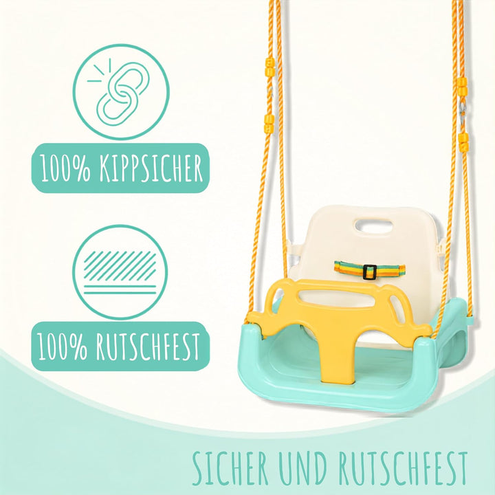 Kinderschaukel 3in1 zum Anfangen, mit Seilen, 0-6 Jahre, Babyschaukel Gartenschaukel Indoor Outdoor