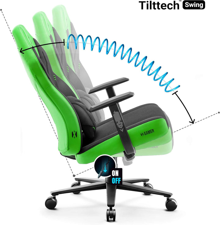 Diablo X-Gamer 2.0 Gaming Stuhl Bürostuhl Stoffbezug Ergonomisches Design Lendenwirbelkissen Softpad
