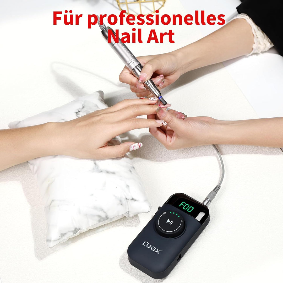 L'UGX Professioneller Nagelfräser Kabellos–Bürstenloser Motor Elektrische Nagelfeile für Gelnägel &