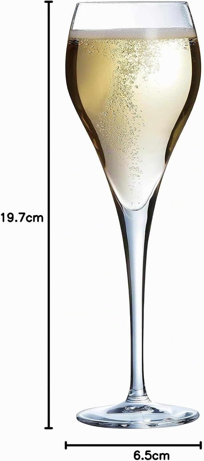 Arcoroc ARC J1478 Brio Sektglas, Sektkelch, 160ml, Glas, transparent, 6 Stück 160ml Ohne Füllstrich,