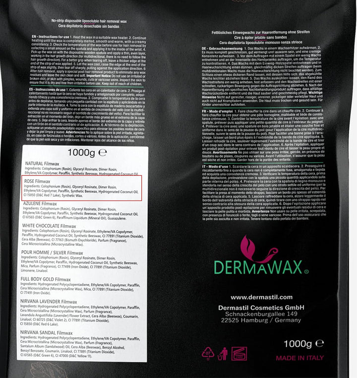 Dermawax Rose Film Wachs mit Kokosnussöl- Heisswachs Waxing Perlen Wachsperlen zur professionellen G