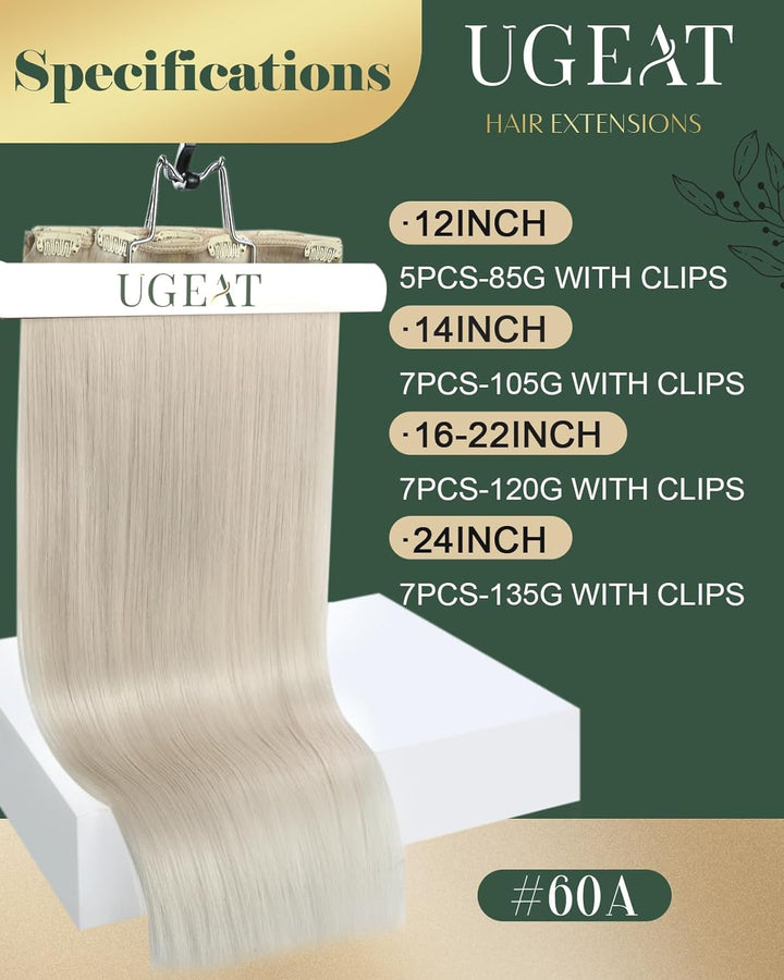 Ugeat Echthaar Clip in Extensions Blond 50Gramm 30cm Haarverlängerung Echthaar Clip Echt Haarextensi