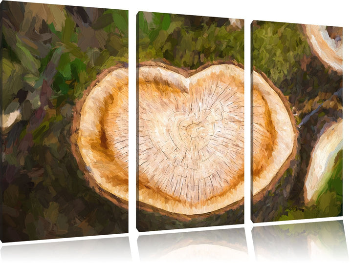 Pixxprint Jahresringe am Baumstamm als Leinwandbild/Grösse: 3 Teilig (120x80) cm/Wandbild/Kunstdruck