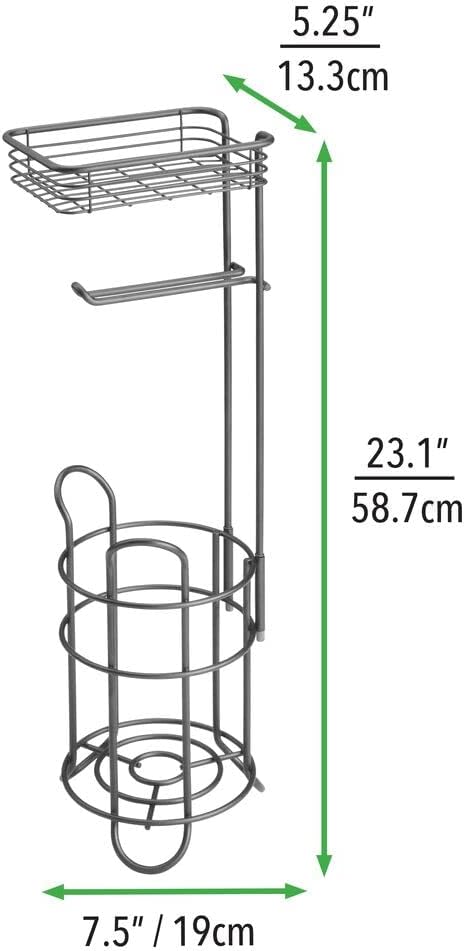 mDesign Klopapierhalter freistehend – stilvoller Toilettenpapierhalter aus Metall mit Ablage für Feu