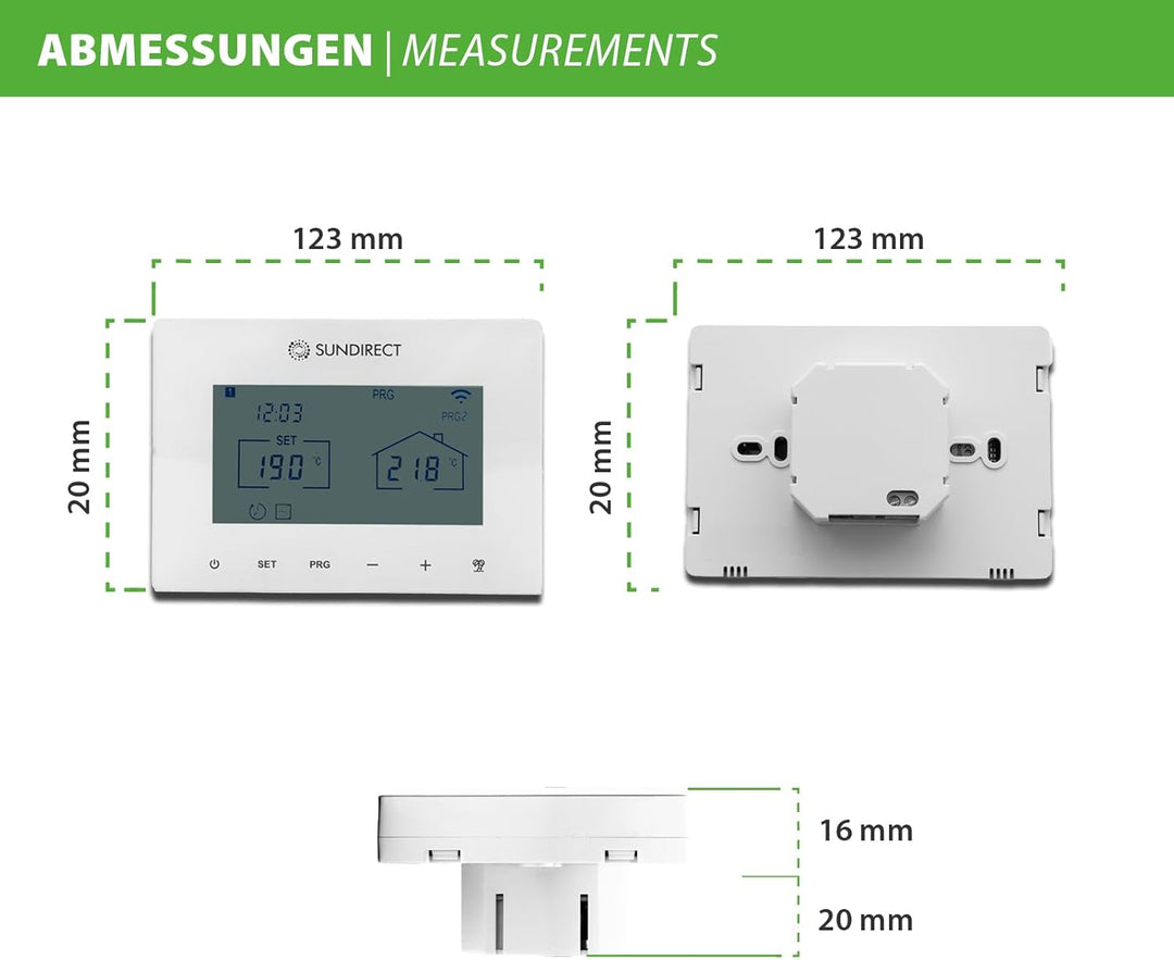 SunDirect Funkthermostat Smart2.0 Pro - WiFi - Smart Thermostatregler Touch Screen APP Steuerung Unt