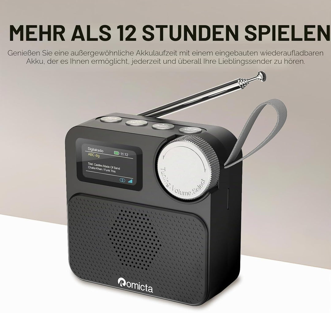 DAB/DAB+ Radio mit Bluetooth 5.0, tragbares Digitalradio mit UKW, Farbdisplay, MicroSD-Karten-Slot,
