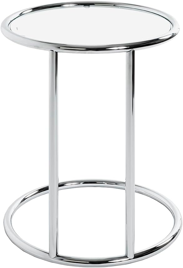 HAKU Beistelltisch Chrom, Metall, Sicherheitsglas - Masse: H 55 x Ø 45 cm, Style: Modern H 55 cm x Ø