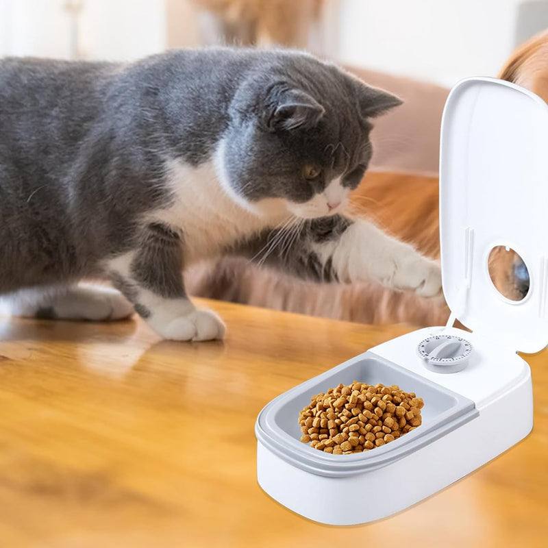 MENAYODA Automatischer Futterspender für Haustier, 2 Mahlzeiten Automatischer Katzen Futterspender m