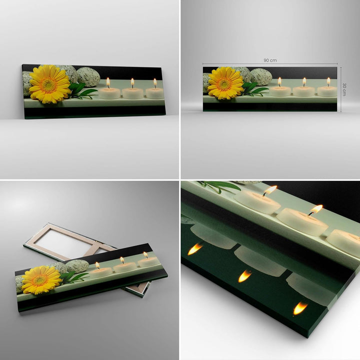 Panorama Bilder auf Leinwand Spa Blume Kerze Stein Leinwandbild 90x30cm Wandbilder Dekoration Wohnzi