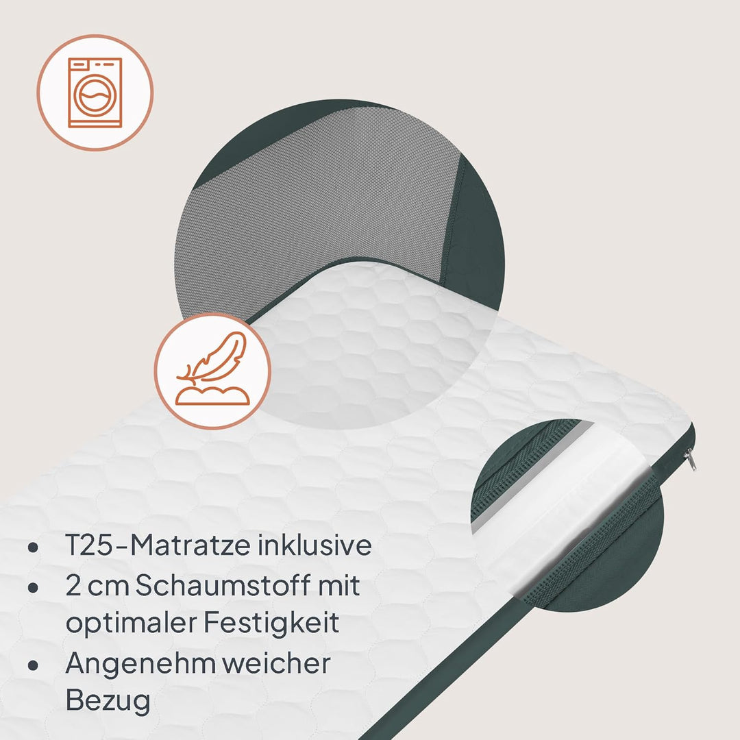 Lionelo Jodie Beistellbett 3in1, 6-Fach höhenverstellbar mit Neigungsverstellung für Boxspringbett,