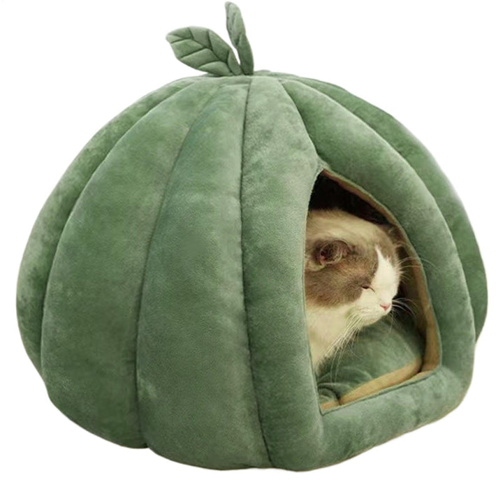 Pumpkin Cat Bed, Enclosed Cat House, Cat Cave Bed, Thickened Halloween Pet Bed, Cat Hideaway for Kit