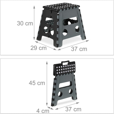 Relaxdays Klapphocker faltbar, Camping Hocker, Kinder Badhocker, bis 150 kg, Kunststoff, HBT: 30x37x