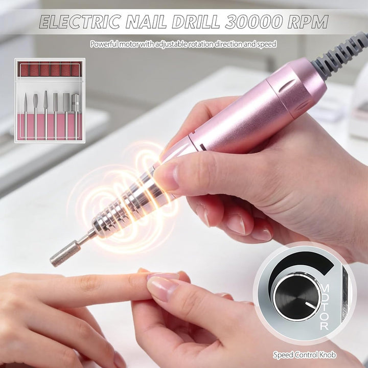 Elektrischer Nagelfräser, 5 in 1 Professionell Elektrischen Nagelbohrmaschine mit 360° Rotatable LED