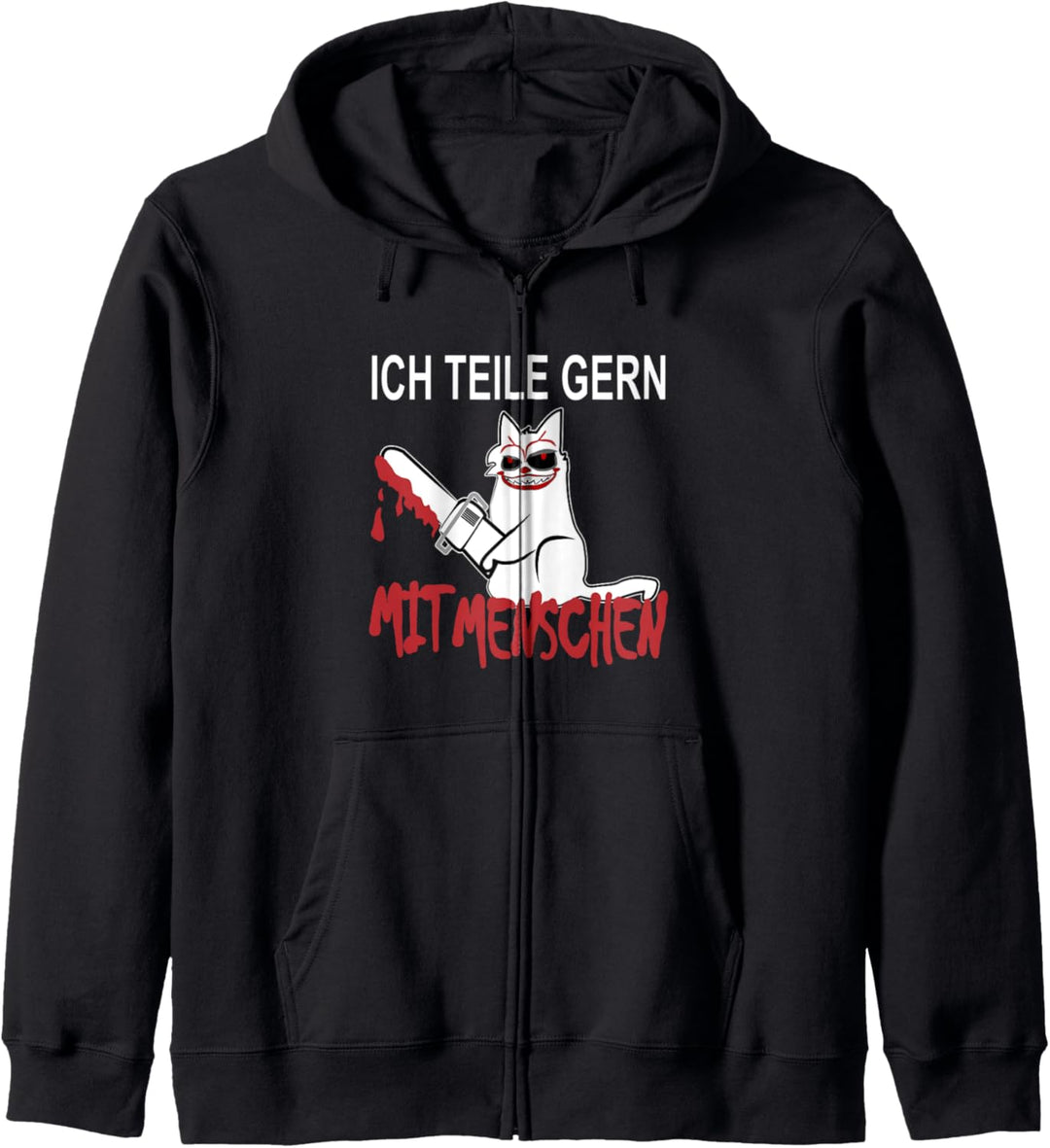 Killer Clown Katze mit Kettensäge ich hasse Menschen Kapuzenjacke