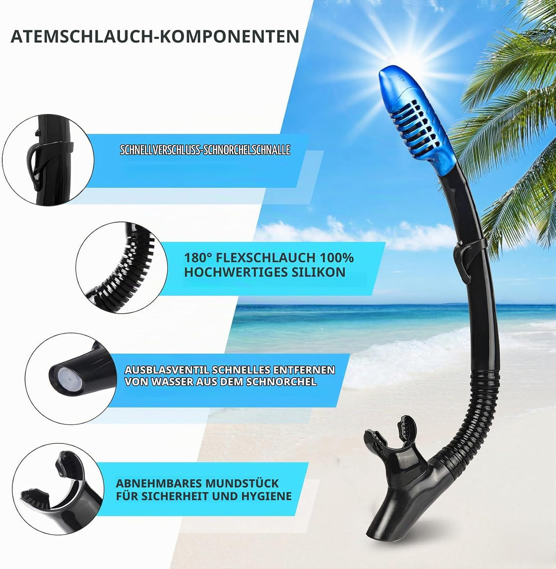 Taucherbrille für Erwachsene mit Anti-Nebel Schnorchelmaske, Schwimmmaske gehärtetem Glas und Nasena