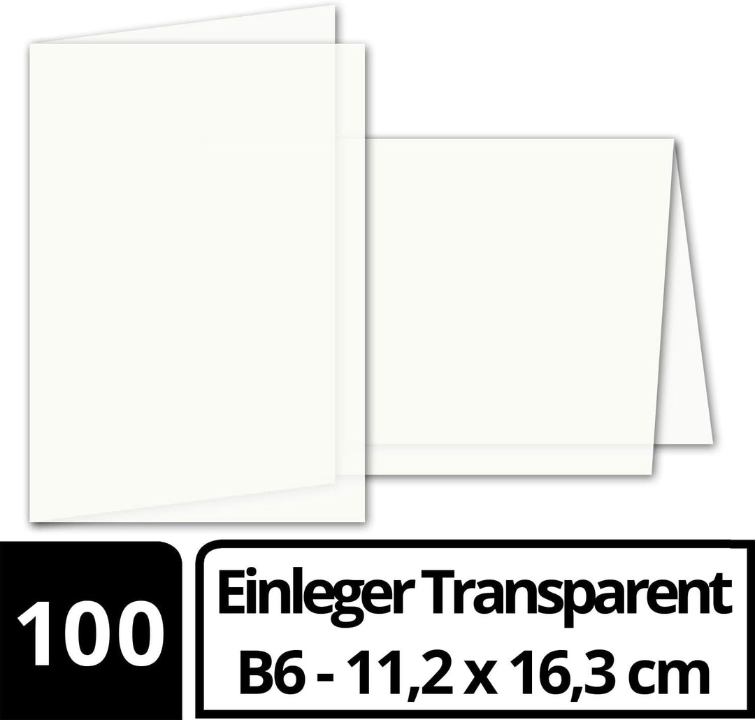 100x faltbares Einlege-Papier für B6 Doppelkarten - transparent-weiss - 163 x 224 mm (112 x 163 mm g
