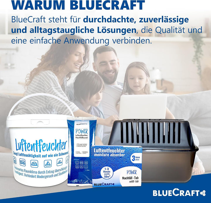 Bluecraft - 10x 1 kg Luft-Entfeuchter Granulat im Vliesbeutel Nachfüllpack Raumentfeuchter ohne Stro