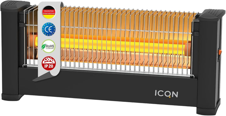 ICQN Infrarot Standheizstrahler, Für Räume bis 9m², 900 W, IP20, Elektroheizung, 135 Zentimeter Kabe