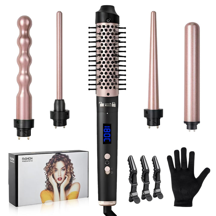 Carehabi Lockenstab Set 5 in 1 Keramik - 9mm bis 32mm Welleneisen mit Verschiedenen Aufsätzen für Gr