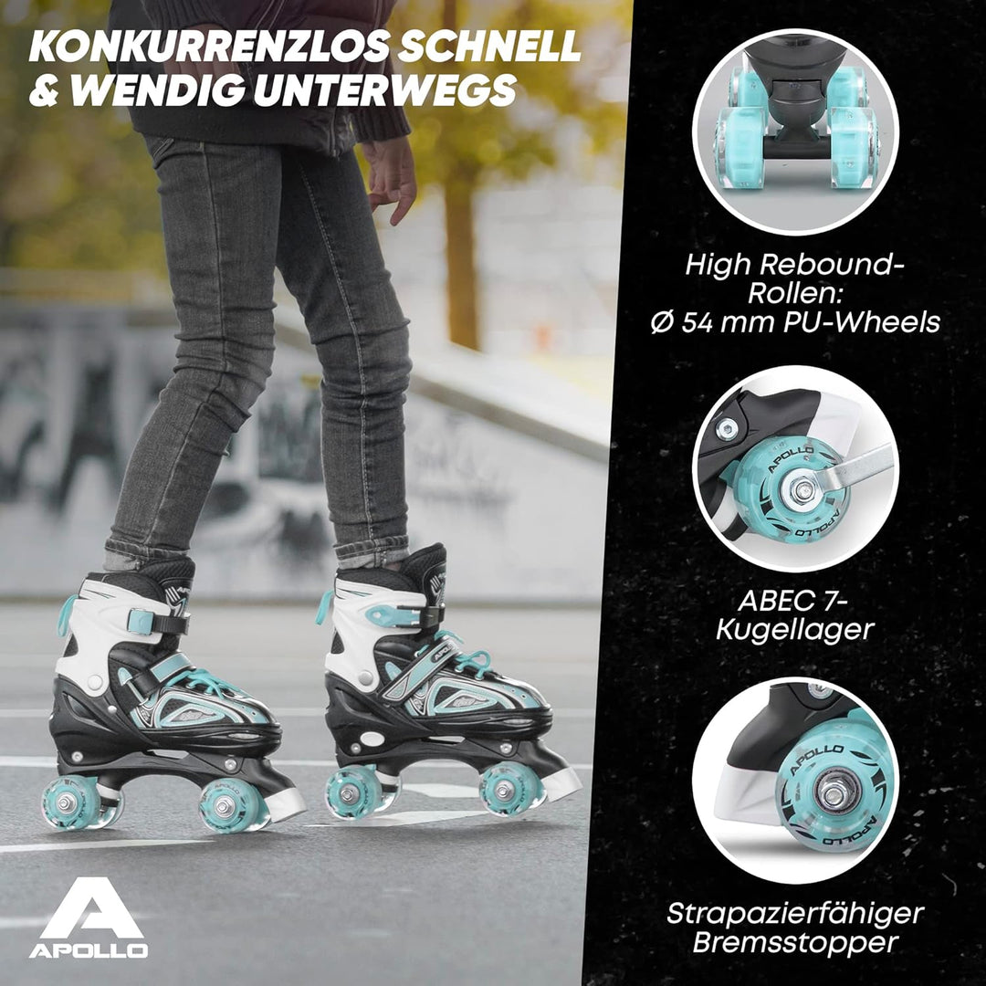 Apollo Super Quad X Pro | verstellbare Rollschuhe für Kinder | komfortable, grössenverstellbare LED
