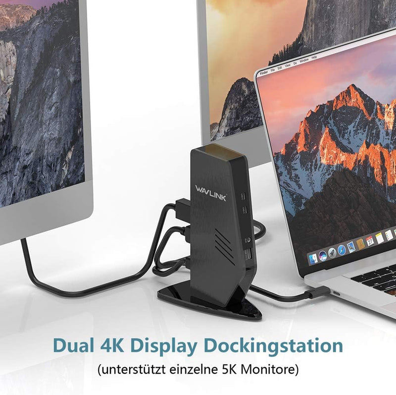 WAVLINK USB C Dual 4K-Notebook-Dockingstation mit 65W Stromversorgung für Notebooks Unterstützt Disp