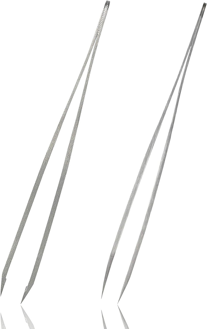Rubis Pinzetten Set - Augenbrauenpinzette schräg und Splitterpinzette mit spitzer Spitze aus Edelsta