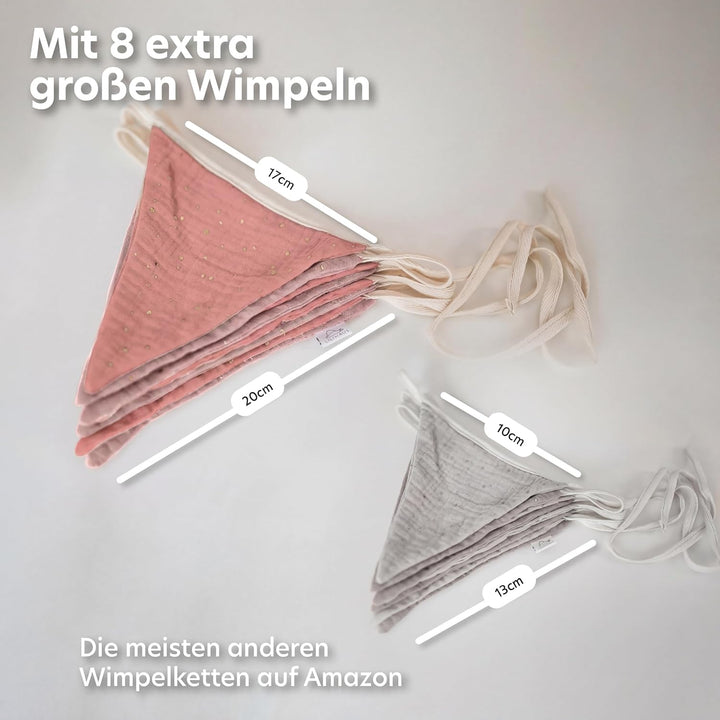 LILIMAUS Sternen Wimpelkette Stoff [mit Goldapplikation in 12 Farben] Wimpelkette Kinderzimmer - 100
