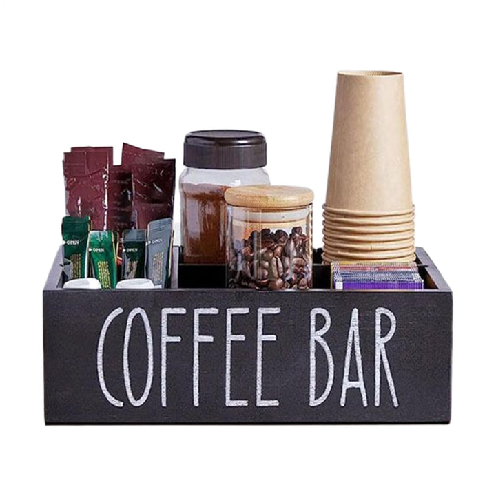 Gewürz-Aufbewahrungsbox mit herausnehmbaren Regalen, Kaffeestations-Organizer für Tee, Tassen und Zu