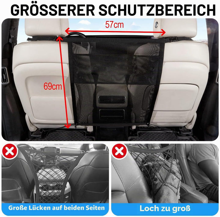 Hundegitter Auto, Hund Auto Rückbank, Hundeschutz Auto Rückbank mit Storage Compartment, Sicherheits