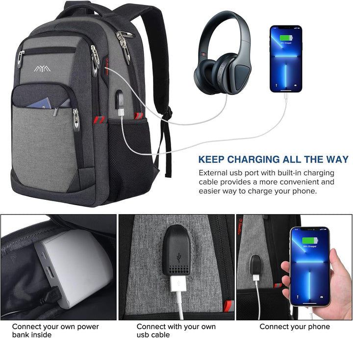 Laptop Rucksack Schulrucksack für 15.6 Zoll Laptop Daypacks für Herren Rucksack mit USB Ladeanschlus