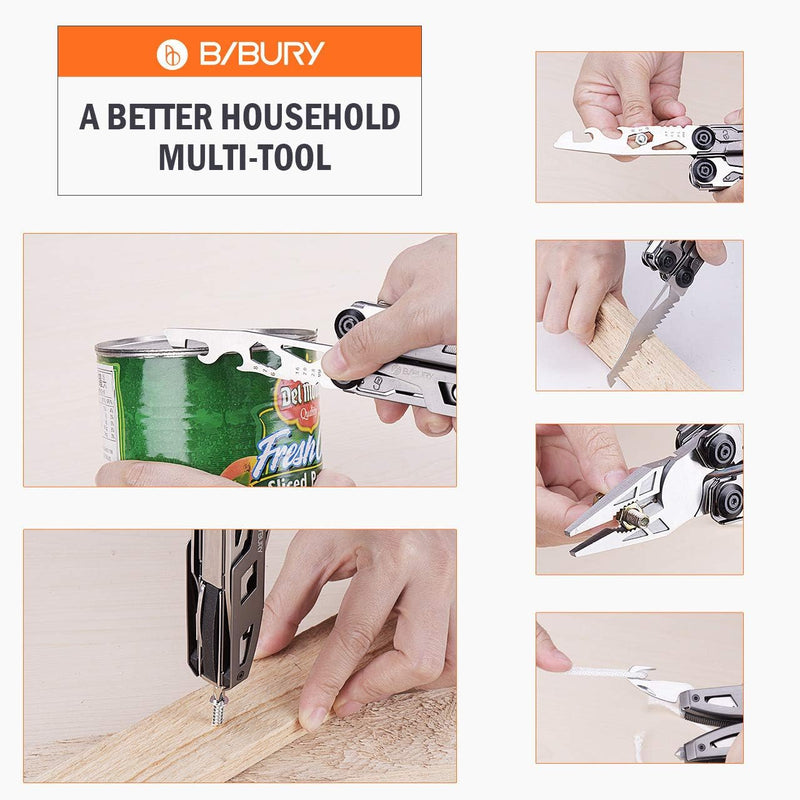 Geschenke für Männer, BIBURY 18 in 1 Taschenwerkzeug, Titan-Griff Design Multitools Edelstahl, Multi