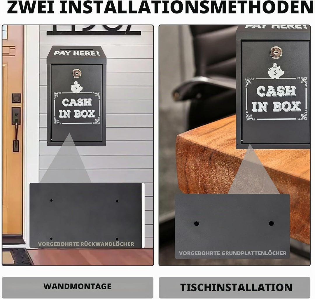 Spendenbox abschliessbar, Briefkasten mit Schlüssel Metall Geldkassette Abschliessbar für Zuhause Bü