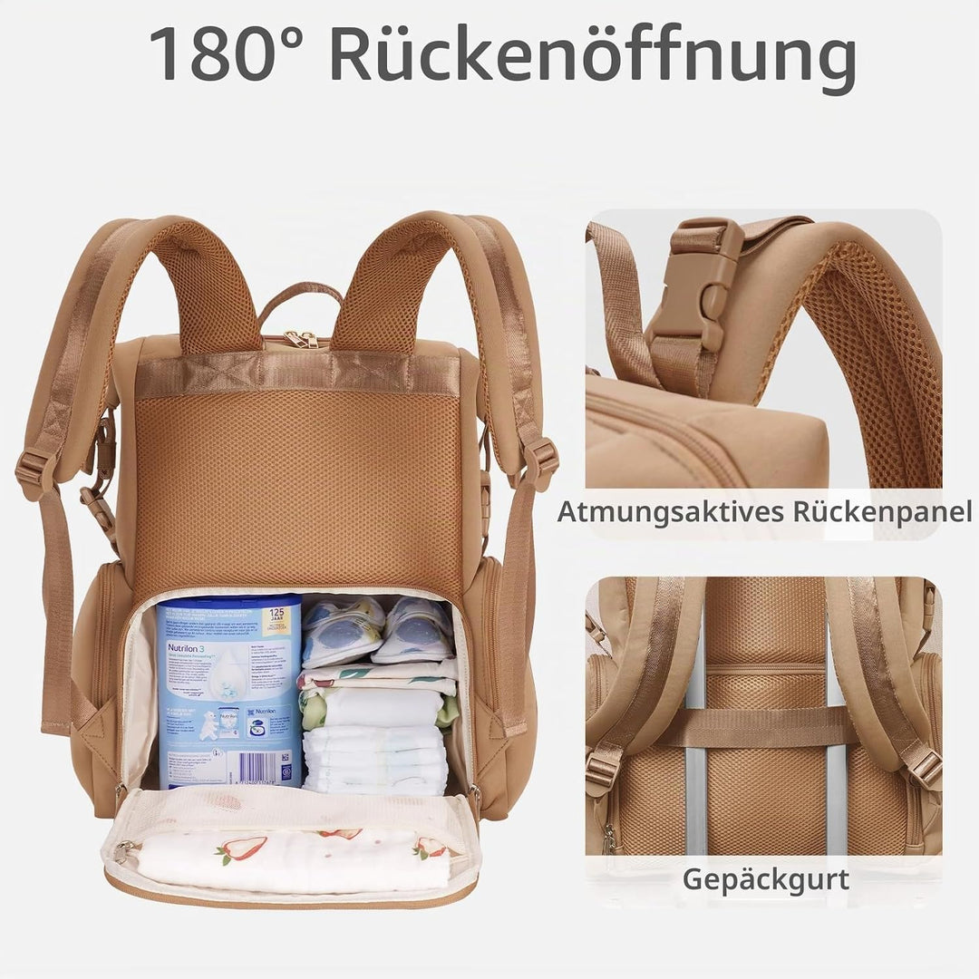CEI-CEI Baby Wickeltasche/Rucksack mit Isolierter Flaschentasche, Wasserdichtes Neoprengewebe, Wicke