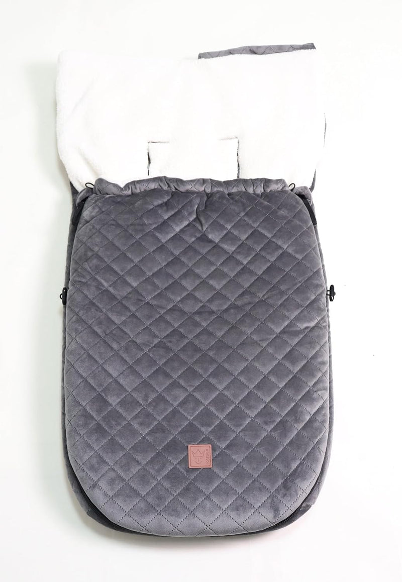 Kaiser 65673 X-LARGE VELVET HOODY, Kinderwagen Fusssack (grey), grey