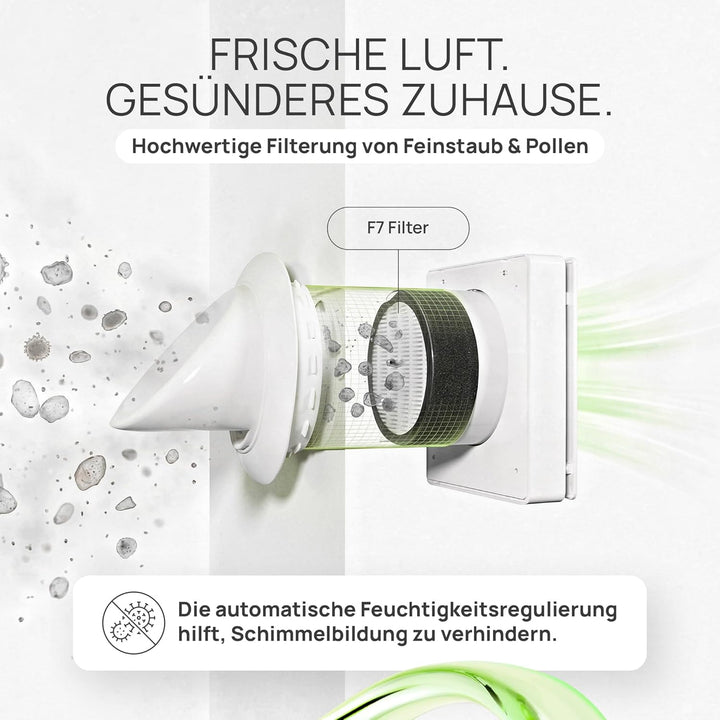 Eco Smart DZ Wohnraumlüftung – Luftfeuchte-gesteuert, 97% Wärmerückgewinnung, WLAN, F7-Filter, Ø160m