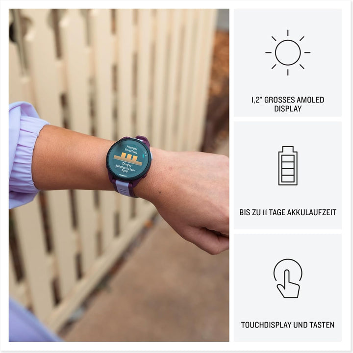 Garmin Forerunner 165 Music - leichte GPS Smartwatch zum Laufen, mit 1,2" AMOLED Touchscreen, Traini