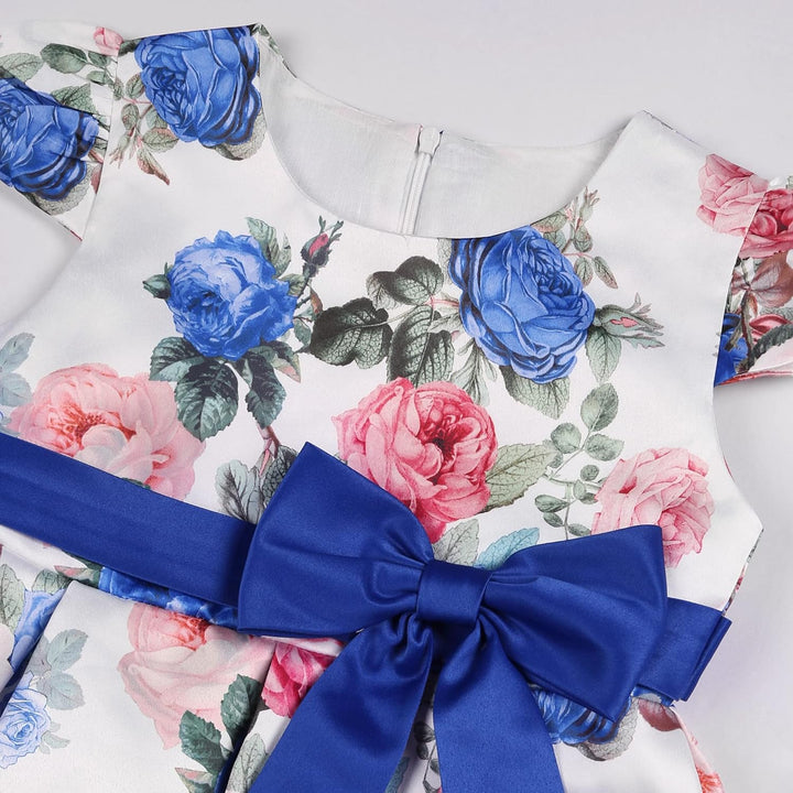 BUNNY LULU Mädchen Kleid mit schräger Schulter, Brautjungfer, Hochzeit, Prinzessin, Kinder, Schleife