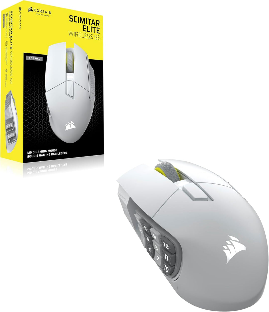 Corsair Scimitar Elite Wireless SE MMO Gaming Maus – 33.000 DPI, 16 Programmierbare Tasten, Einstell