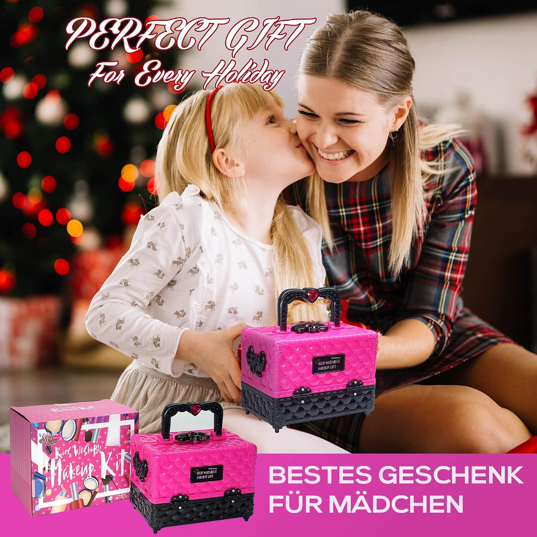 Amerrly Kinderschminke Set Mädchen Spielzeug - Waschbar und Sicher Kinder Schminkset, Prinzessin Sch