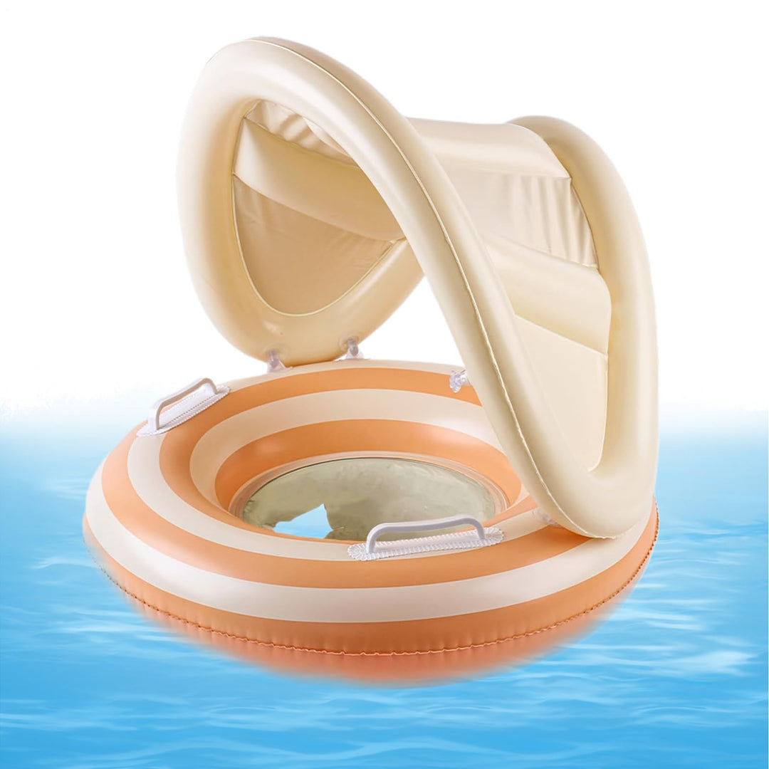 Baby Pool Float, Toddler Swim Seat, 57x49cm/22.44x19.29 Inches Adjustable Floating Trainer, Sunshade