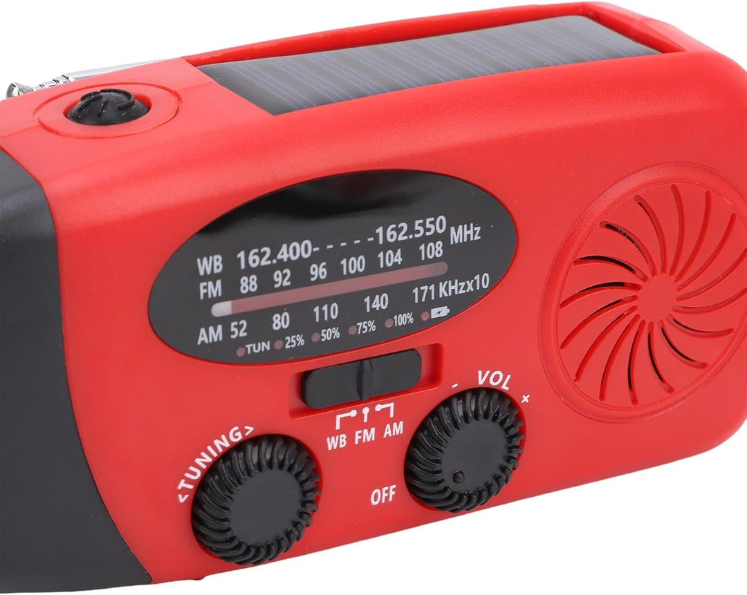 CCYLEZ Notfall-Wetterradio, AM FM NOAA WB-Radio mit Handkurbel-Solarpanel und 2000-mAh-USB-Ladegerät