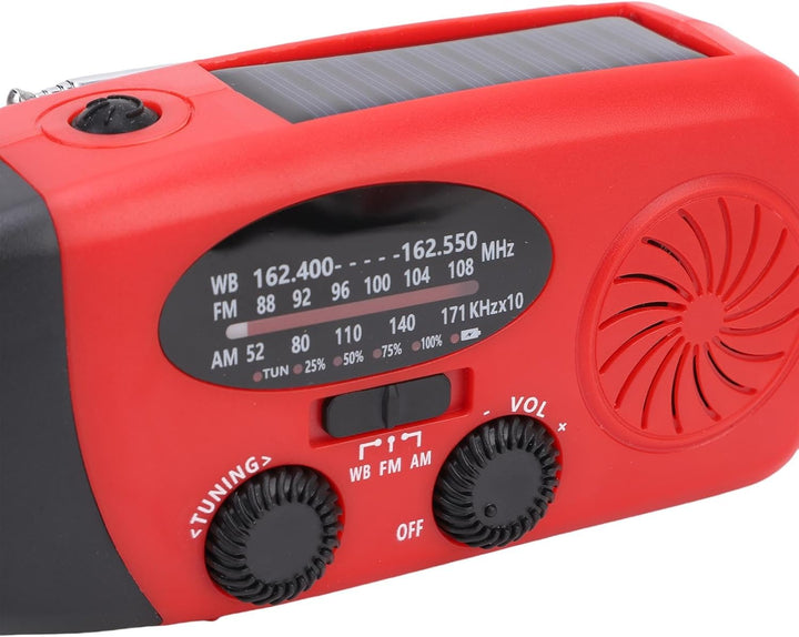 CCYLEZ Notfall-Wetterradio, AM FM NOAA WB-Radio mit Handkurbel-Solarpanel und 2000-mAh-USB-Ladegerät