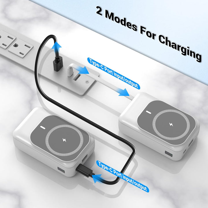 Magnetische Wireless Powerbank 26800mAh, Power Bank für Magsafe mit Eingebauten Kabeln, 5 Ausgänge P