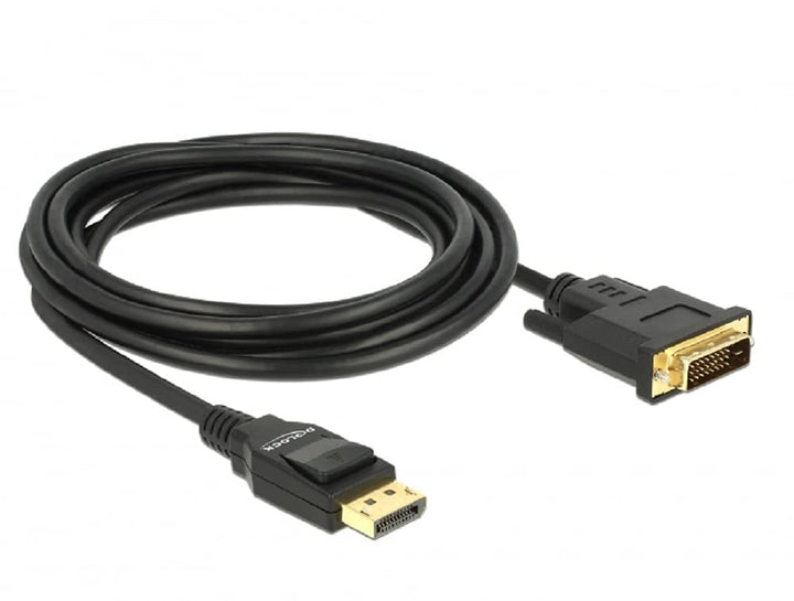 Delock Kabel DisplayPort 1.2 Stecker > DVI 24+1 Stecker Passiv 4K 30 Hz 3 m schwarz 3,0 m, 3,0 m