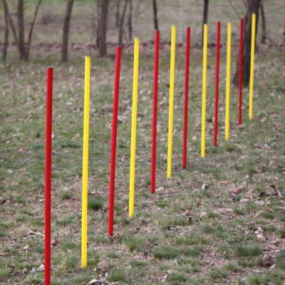Fun Agility Agility-Übungs-Slalom-Set Rot/Gelb Flexible, Runde Stangen für Hunde