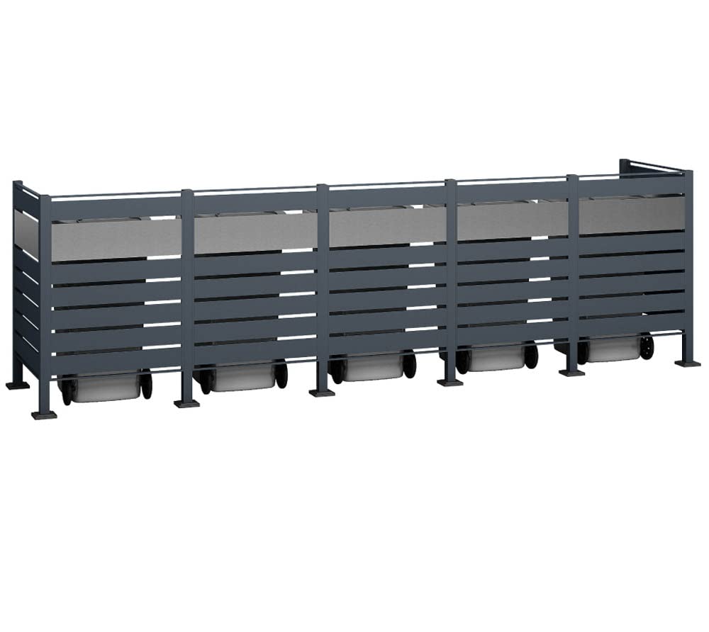 WESTMANN 5er Mülltonnenverkleidung Planum | Metall 400x90x120 cm Grau/Hellgrau | Mülltonnen Sichtsch