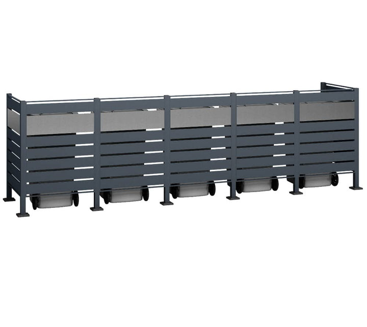 WESTMANN 5er Mülltonnenverkleidung Planum | Metall 400x90x120 cm Grau/Hellgrau | Mülltonnen Sichtsch