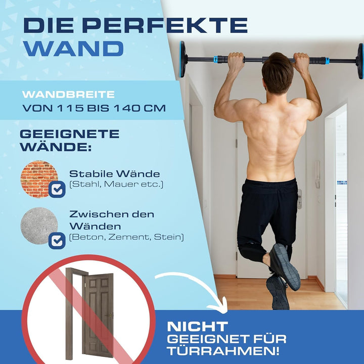ELANI – Klimaneutrale Klimmzugstange Wand 115-140 cm ohne Bohren mit innovativer Gewindesperre für s