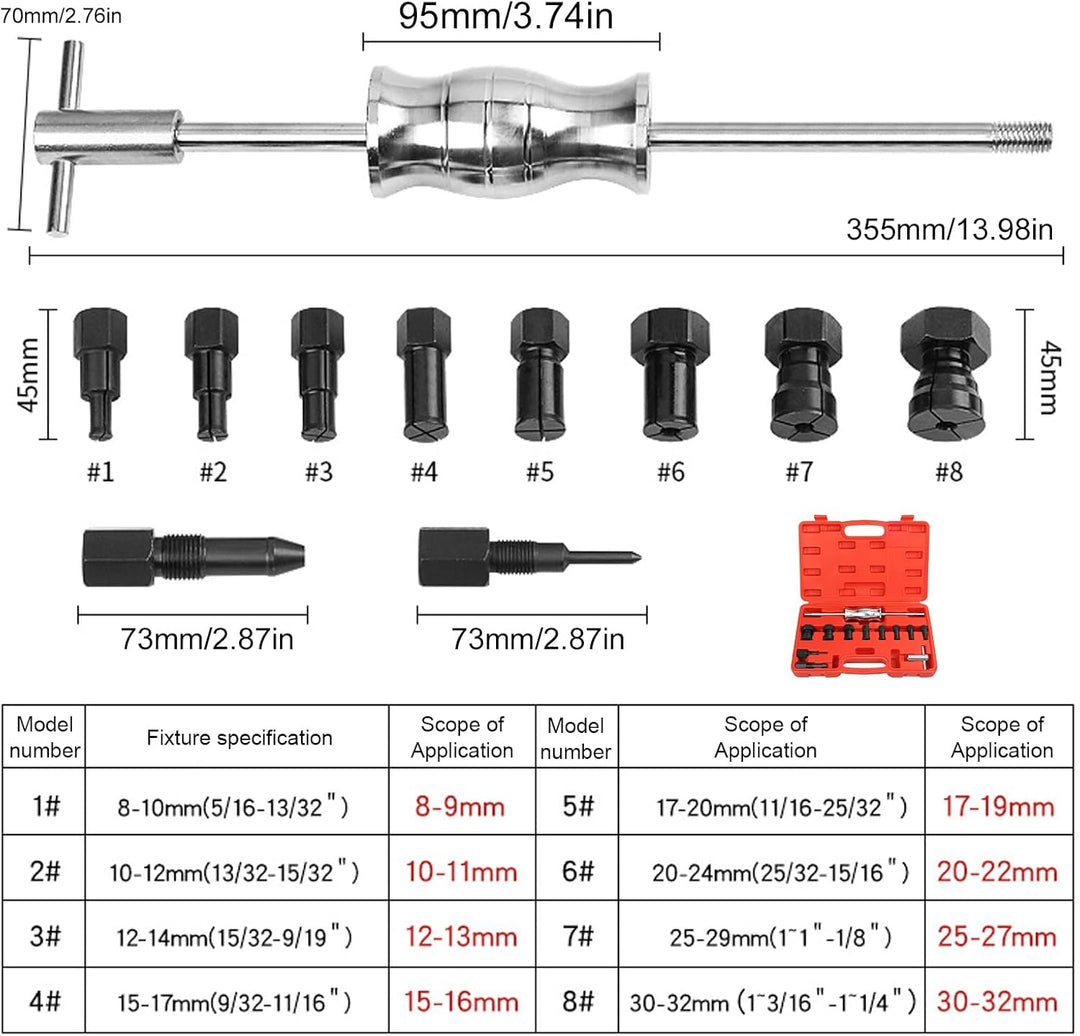 12pcs Radlager Abzieher Set mit Gleithammer, Sackloch Innenlager Abzieher Set mit 8 erweiterbaren Sp