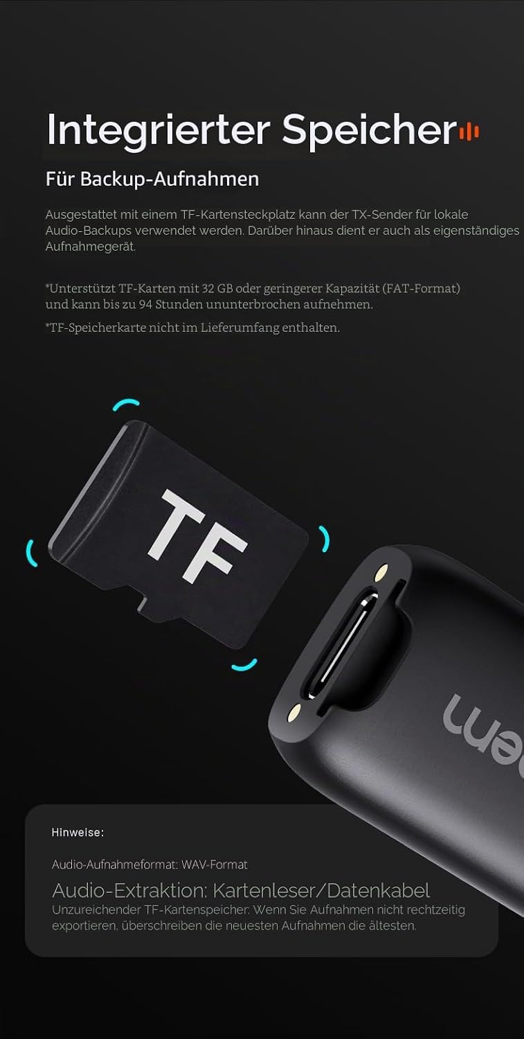 hohem MIC-01 Wireless Lavalier Mikrofon für iPhone iOS, mit Geräuschunterdrückung, MFi-Zertifiziert,